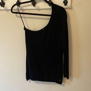 Guess Black Asymmetrical One-Shoulder Sweater